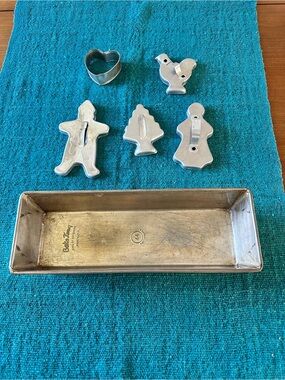 Vintage Bake King Bread Pan and Cookie Cutter Set - Aluminum